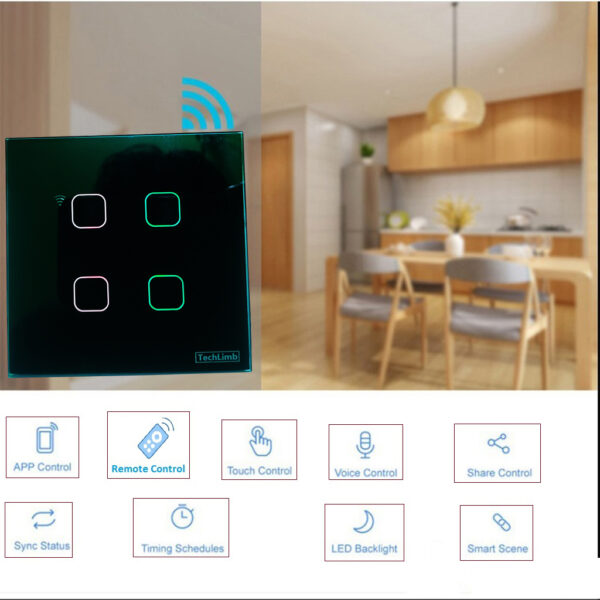 Smart Switch 4Gangs Wifi+RF Remote Function+Touch Screen Control 86*86mm Wifi Touch Switch Remote Control Switch With Alexa Google Home 433MHz RF Remote Function- 1year warranty - Image 21