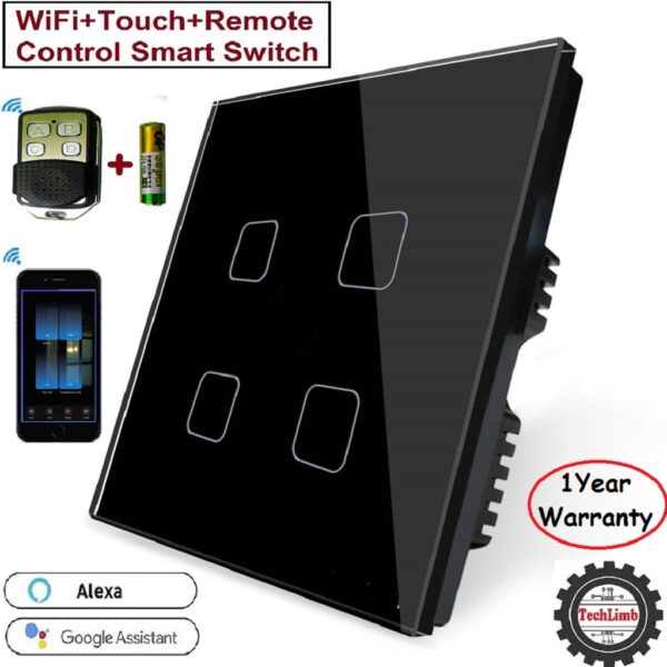 Smart Switch 4Gangs Wifi+RF Remote Function+Touch Screen Control 86*86mm Wifi Touch Switch Remote Control Switch With Alexa Google Home 433MHz RF Remote Function- 1year warranty - Image 22