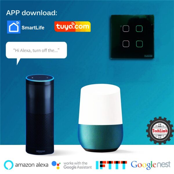 Smart Switch 4Gangs Wifi+RF Remote Function+Touch Screen Control 86*86mm Wifi Touch Switch Remote Control Switch With Alexa Google Home 433MHz RF Remote Function- 1year warranty - Image 7