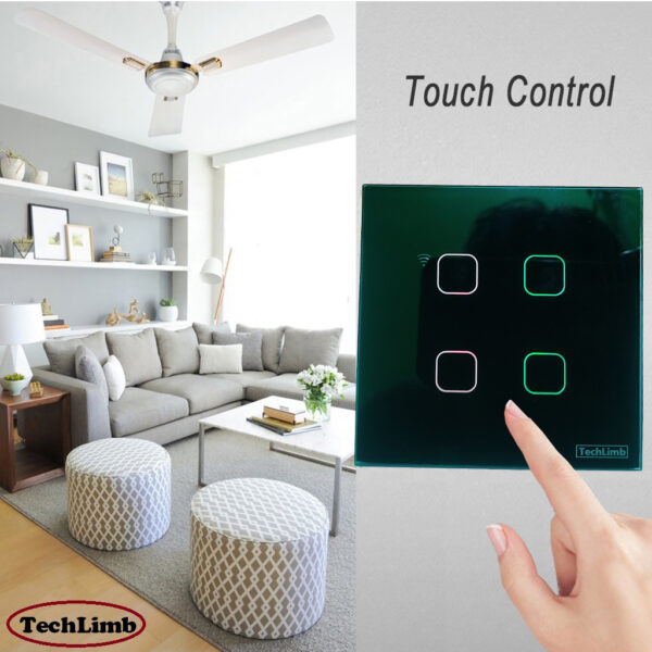 Smart Switch 4Gangs Wifi+RF Remote Function+Touch Screen Control 86*86mm Wifi Touch Switch Remote Control Switch With Alexa Google Home 433MHz RF Remote Function- 1year warranty - Image 6