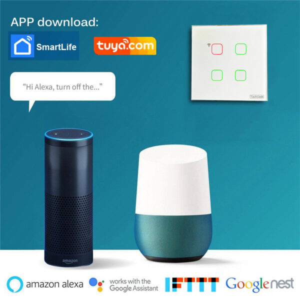 Smart Switch 4Gangs Wifi+RF Remote Function+Touch Screen Control 86*86mm Wifi Touch Switch Remote Control Switch With Alexa Google Home 433MHz RF Remote Function- 1year warranty - Image 13