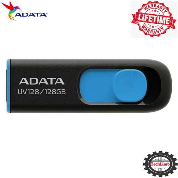 Pendrive 128GB ADATA UV128 USB 3.2 Flash Drive Mobile Disk (Black Blue)- Lifetime Year warranty - Image 2