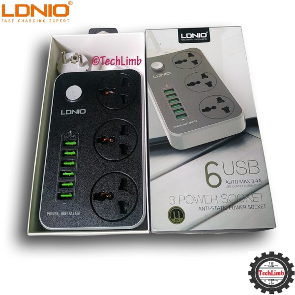 LDNIO SC3604 10A Power Strip 6 USB 3 Universal Socket With Overload Protector Circuit Breaker Switch Outlet Extend - Image 7
