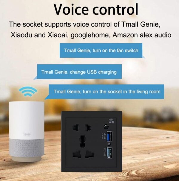 Smart WiFi Socket with USB Fast Charging QC3.0 Google Alexa Home Universal Wifi Smart USB Socket Tuya Smart Life Wifi Single Intelligent Universal Wall Plug- 1Year Warranty - Image 7