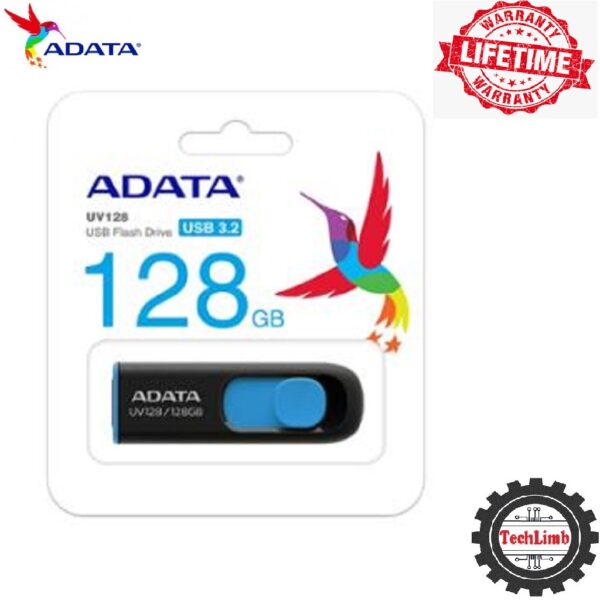 Pendrive 128GB ADATA UV128 USB 3.2 Flash Drive Mobile Disk (Black Blue)- Lifetime Year warranty - Image 3