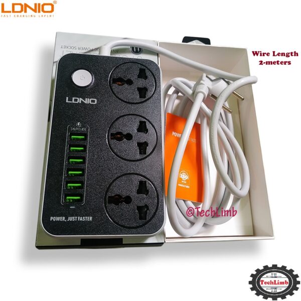 LDNIO SC3604 10A Power Strip 6 USB 3 Universal Socket With Overload Protector Circuit Breaker Switch Outlet Extend - Image 6