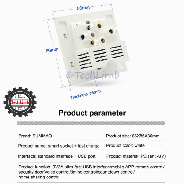 Smart WiFi Socket with USB Fast Charging QC3.0 Google Alexa Home Universal Wifi Smart USB Socket Tuya Smart Life Wifi Single Intelligent Universal Wall Plug- 1Year Warranty - Image 6