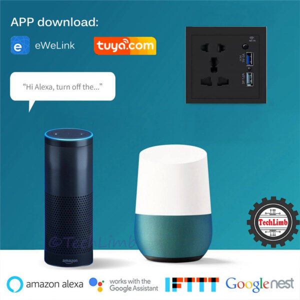 Smart WiFi Socket with USB Fast Charging QC3.0 Google Alexa Home Universal Wifi Smart USB Socket Tuya Smart Life Wifi Single Intelligent Universal Wall Plug- 1Year Warranty - Image 5