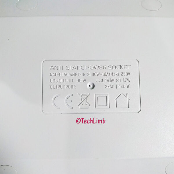 LDNIO SC3604 10A Power Strip 6 USB 3 Universal Socket With Overload Protector Circuit Breaker Switch Outlet Extend - Image 5