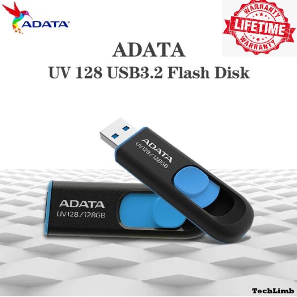 Pendrive 128GB ADATA UV128 USB 3.2 Flash Drive Mobile Disk (Black Blue)- Lifetime Year warranty - Image 5