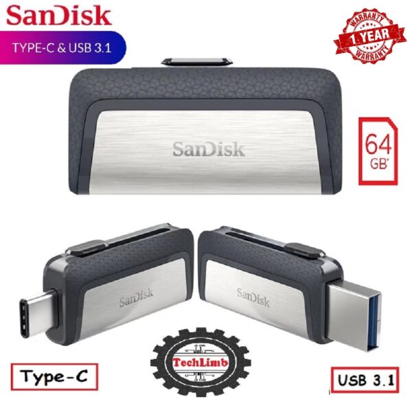 SanDisk OTG Pendrive 64GB Type-C and USB 3.1 Port 150MB/S Ultra Dual Flash Drive and OTG Drive for Android Devices and Computers - Type-C, USB 3.1 - Black+Silver 1-Year Warranty - Image 5