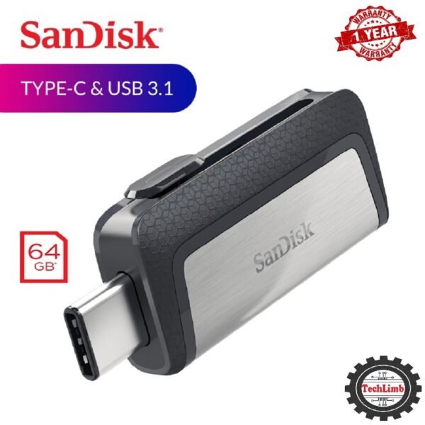 SanDisk OTG Pendrive 64GB Type-C and USB 3.1 Port 150MB/S Ultra Dual Flash Drive and OTG Drive for Android Devices and Computers - Type-C, USB 3.1 - Black+Silver 1-Year Warranty - Image 4