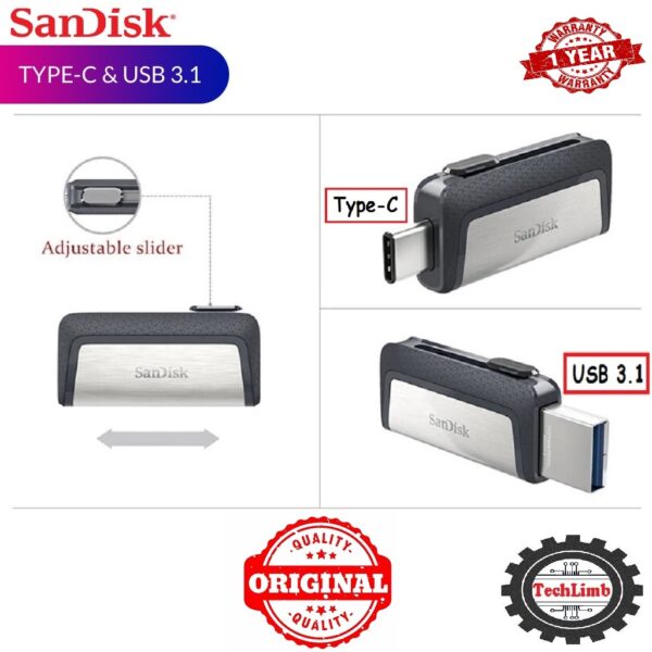 SanDisk OTG Pendrive 64GB Type-C and USB 3.1 Port 150MB/S Ultra Dual Flash Drive and OTG Drive for Android Devices and Computers - Type-C, USB 3.1 - Black+Silver 1-Year Warranty - Image 9