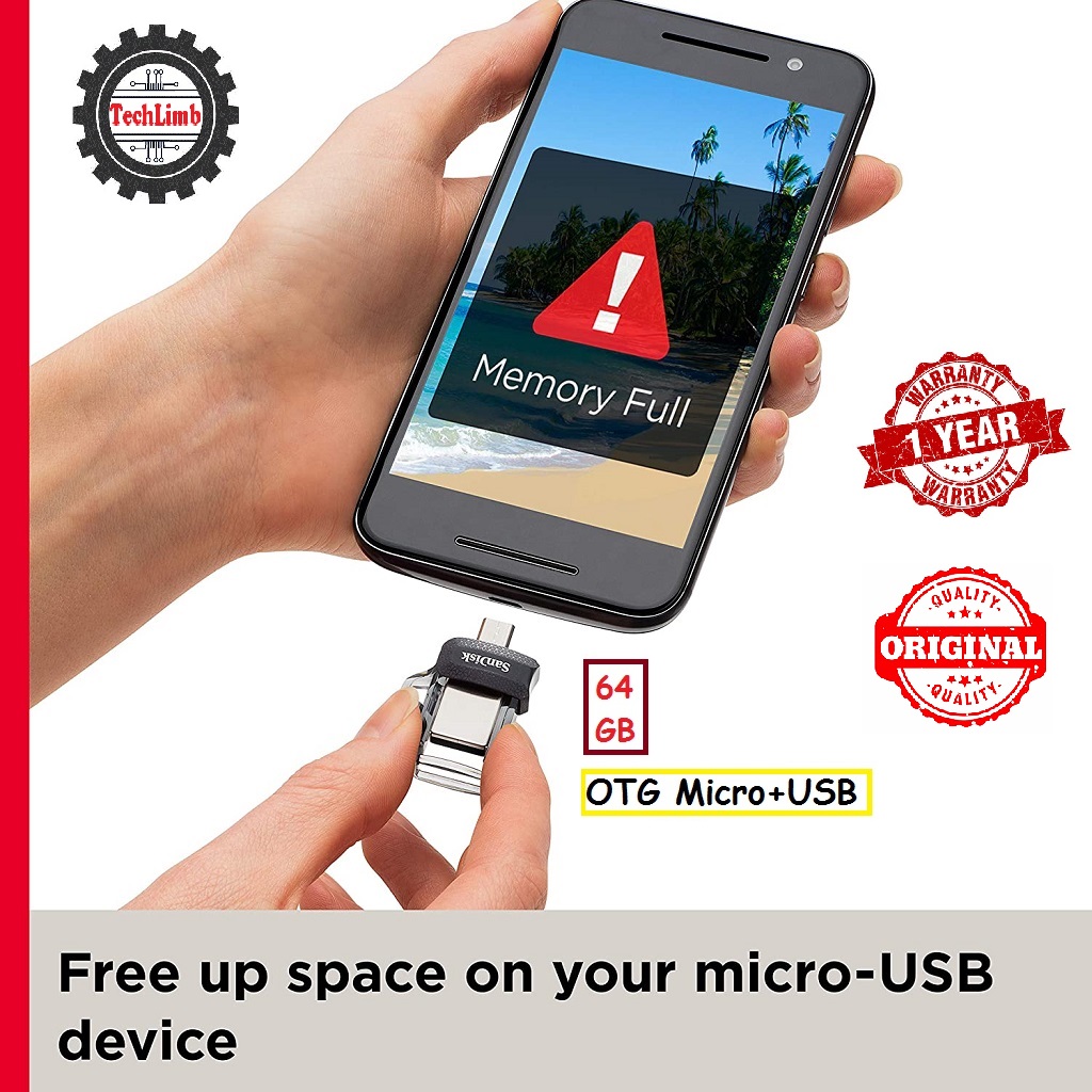 SanDisk OTG 64GB Micro and USB Port 150MB/S Ultra Dual Drive M3.0 – Micro, USB 3.0 – Black 1-Year Warranty – Original SanDisk Pendrive for Android and PC - High Speed 64GB OTG Drive by TechLimb – Best Price in BD 2026 – Dual Port Flash Drive - Image 9