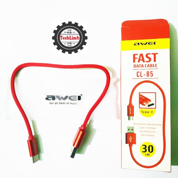 Awei Mini Fast Charging Nylon Braided Micro, Type-C and Lighting Data Cable CL-85 30cm for Powerbank Use