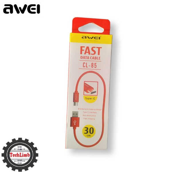 Awei Mini Fast Charging Nylon Braided Micro, Type-C and Lighting Data Cable CL-85 30cm for Powerbank Use - Image 4