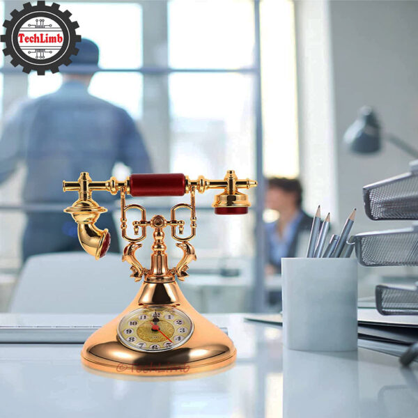 Retro Vintage Telephone Model Alarm Clock - Unique Decorative Timepiece for Home & Office - Image 4