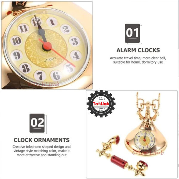 Retro Vintage Telephone Model Alarm Clock - Unique Decorative Timepiece for Home & Office - Image 11