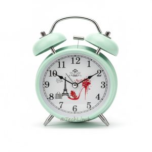 Alarm Clock Full Metal Body Vintage Retro Silent Pointer Clock Large Size 10cmX18cm Round Number Dual Bell Loud Black Alarm Clock Bedside Night Light Home Decor Notes Oval Shape Designer Watch - TechLimb Retailer Quality - Best for Heavy Sleepers & Kids