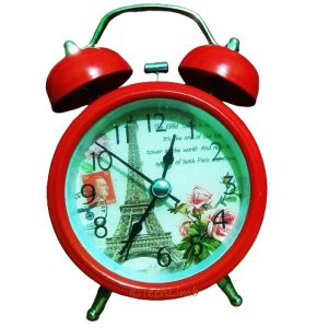 Number Dual Bell Loud Black Alarm Clock Bedside Night Light Home Decors Notes in Oval Shape Designer Watches - Red