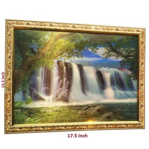 5D Mountain Waterfall & Forest Flower Scenery Wall Hanging Photo Frame for Home Decoration (13.5x17.5 Inch) - Realistic 5D Vision Landscape Painting - Code 334477 - TechLimb Retailer