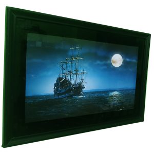 10x14 Inch Scenic Backlit Framed Wallpaper - 3D Nature Landscape Mountain & River Night Glow Wall Decor for Home & Office -  Wall Hanging by TechLimb