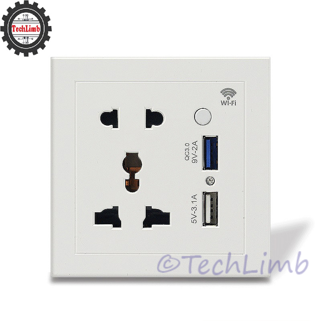 TechLimb Smart WiFi Socket with USB Fast Charging QC3.0 đ Universal Wifi Smart Wall Plug for Google Home & Alexa đą Tuya Smart Life App Control ⨠10A 2200W Intelligent Wall Socket for Home Automation & Security đĄī¸ 1-Year Warranty - Image 2
