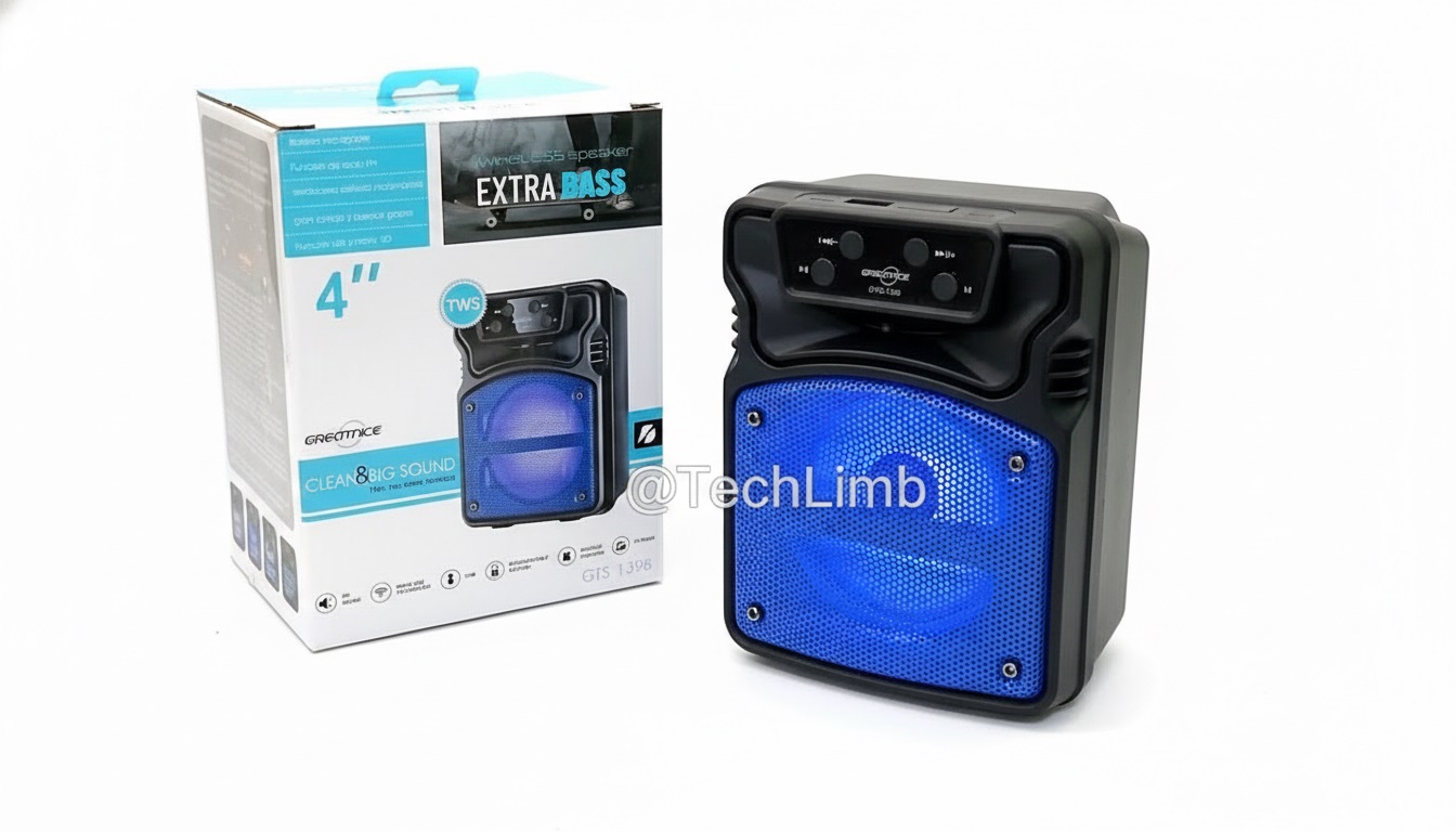 KTS GTS-1396 Wireless Portable Bluetooth Speaker 4 Inch Extra Bass RGB Light TWS FM Radio USB TF Card HD Sound Soundbox Outdoor Party Speaker for Mobile Computer by TechLimb