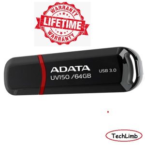 ADATA UV150 64GB USB 3.2 Pen Drive Black - High Speed 100MB/s Portable Flash Drive - Original Pendrive with Lifetime Warranty | এডাটা ৬৪জিবি ইউএসবি ৩.২ প্যানড্রাইভ অরিজিনাল - হাই স্পিড পোর্টেবল স্টোরেজ ড্রাইভ - TechLimb | Best Price in BD 2026 Original