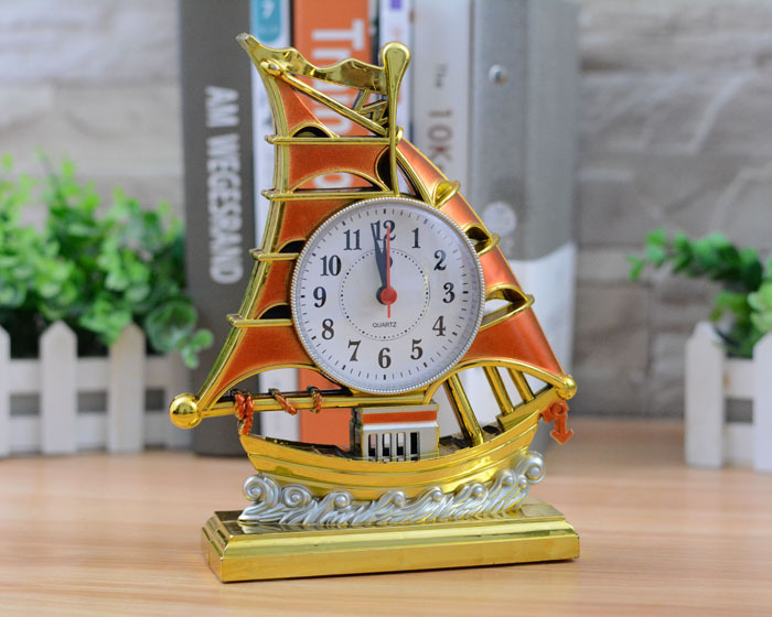 TechLimb Ship Table Alarm Clock Showpiece for Home Decoration Vintage Retro Sailboat Pattern Nautical Desk Clock for Office Living Room Antique Quartz Silent Bedside Watch Best Selling Gift Item for Students Husband Anniversary Birthday Ship Clock BD - Image 7