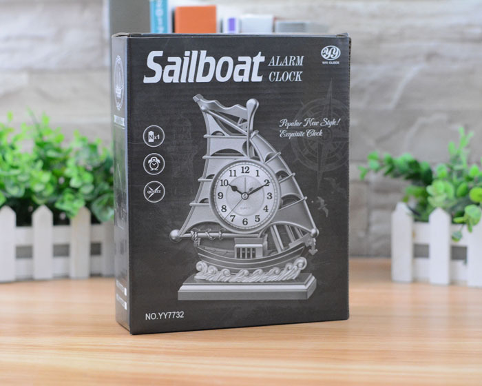 TechLimb Ship Table Alarm Clock Showpiece for Home Decoration Vintage Retro Sailboat Pattern Nautical Desk Clock for Office Living Room Antique Quartz Silent Bedside Watch Best Selling Gift Item for Students Husband Anniversary Birthday Ship Clock BD - Image 8