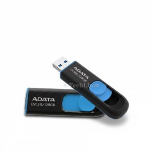 ADATA UV128 128GB USB 3.2 High Speed Pen Drive - AUV360-128G-RBK Model - Sliding Capless Mechanical Design - Black Blue - 100MB/s Read Speed - Reliable Storage for Laptop PC & Smart TV - 5 Year Official Warranty | Buy Original from TechLimb Official BD