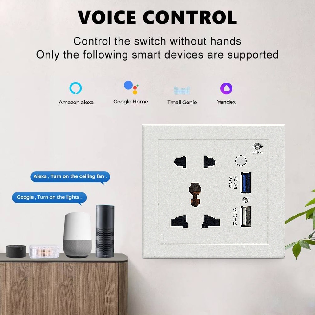 TechLimb Smart WiFi Socket with USB Fast Charging QC3.0 đ Universal Wifi Smart Wall Plug for Google Home & Alexa đą Tuya Smart Life App Control ⨠10A 2200W Intelligent Wall Socket for Home Automation & Security đĄī¸ 1-Year Warranty - Image 5