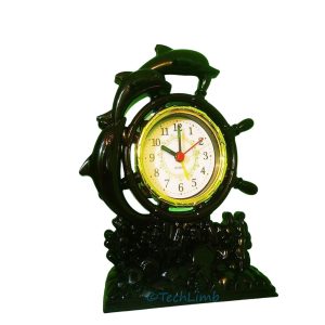 Retro Dolphin Alarm Clock Luxury Quartz Table Clock Showpiece for Home Decor & Students Birthday Gift - Vintage Style Desk Watch Plastic Fiber Material - Perfect for Living Room Bedroom Office Decoration - High Quality Timepiece by TechLimb Bangladesh